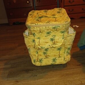 Yellow Quilted Bag with Palm Tree Design
